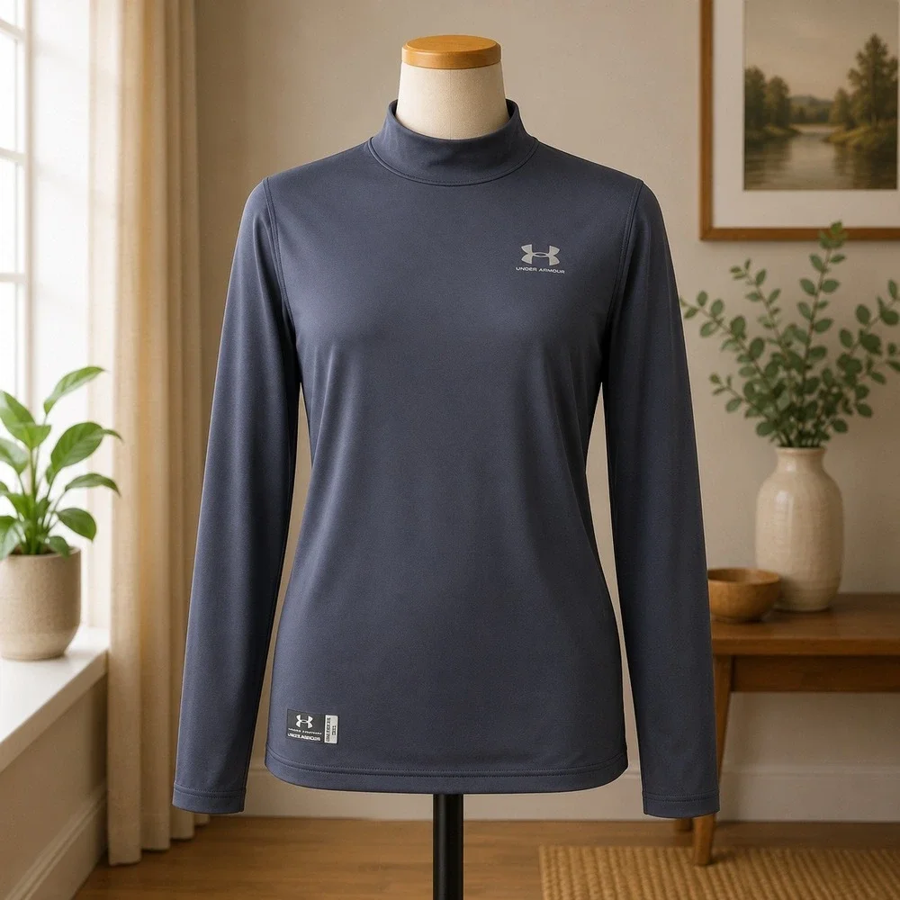 Under Armour Tactical Mock‎ Neck Shirt Mens XL Black Long Sleeve Base Layer Top